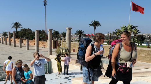 Tourists visit the Mausoleum of Mohamed V in Rabat on July 24, 2012. The economic crisis in Europe has affected the tourism sector in Morocco. AFP PHOTO/FADEL SENNA . (Photo credit should read FADEL SENNA/AFP/GettyImages)