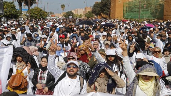 Moroccan public school teachers take part in a demonstration in the capital Rabat on February 20, 2019. - Moroccan security forces fired water cannon at public school teachers demonstrating in Rabat and wielded batons to block their route to the royal palace, injuring dozens, AFP correspondents said.
The demonstrators gathered in central Rabat holding up banners that read "no to fixed-term contracts" and "no to the dismantling of public schools", before some protesters decided to march on the royal palace. (Photo by - / AFP)