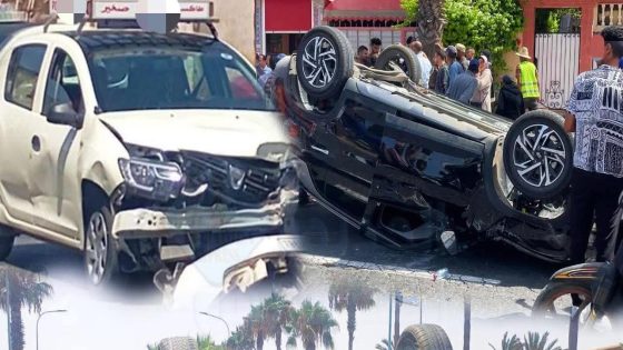 إصابة عدد من الركاب في حادثة سير مروعة بعد اصطدام سيارة اجرة و سيارة خفيفة