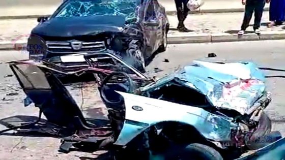 طوموبيل تقسمات على جوج . . . كسيدة خايبة سيفطات بوليسي و عنصرين من القوات المساعدة للسبيطار