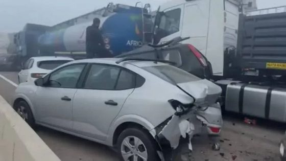حادث سير جماعي بين عدة شاحنات و سيارات يخلف إصابات متفاوتة الخطورة