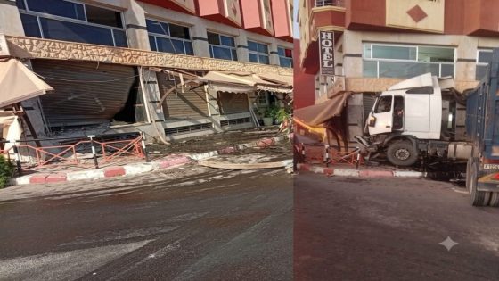 يا ربي السلامة : شيفور فقد السيطرة على الكاميو ودخل فقهوة